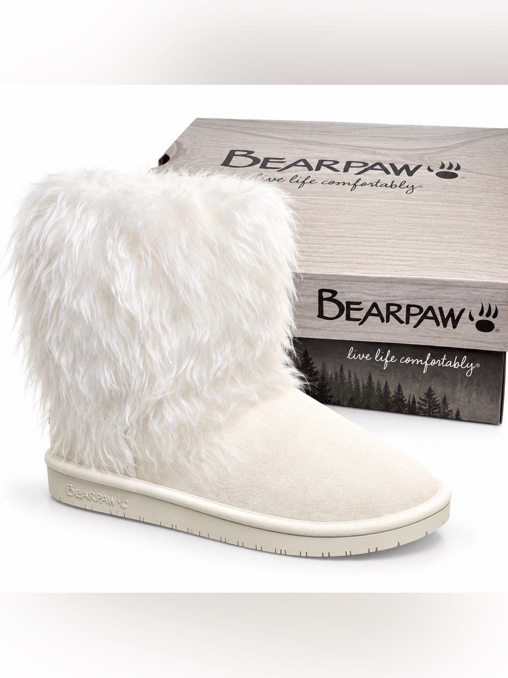 BearPaw Women's white Mid-Calf Slipper Boot